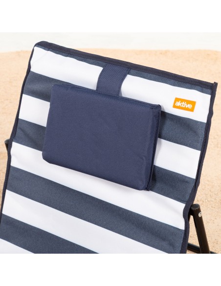 Matelas pliable avec dossier inclinable et coussin rayé