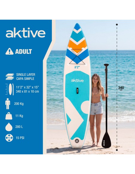 Tabla paddle surf hinchable adulto con mochila, hinchador y remo