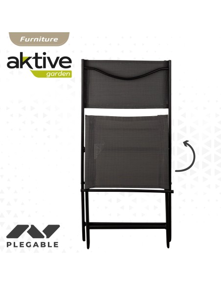 Ensemble table ronde et 2 chaises de jardin ou terrasse en textilène