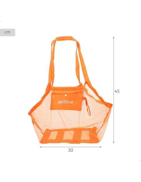 Sac de plage pliable en filet orange 45 x 30 x 45 cm