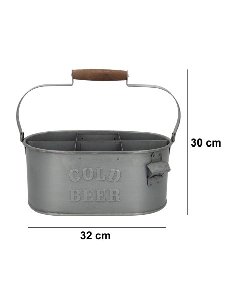 Panier de 6 bouteilles avec décapsuleur design vieilli