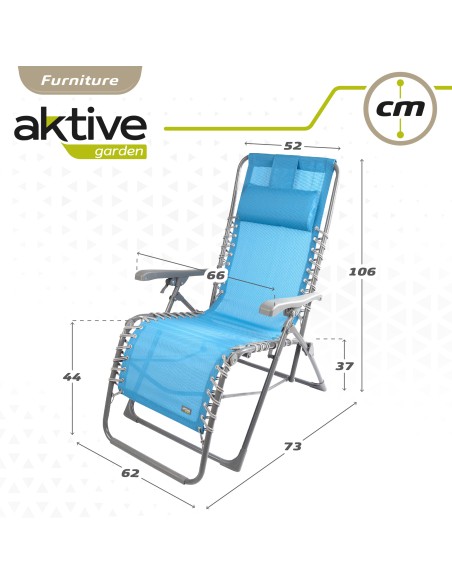 Chaise longue de jardin pliante bleue Zero Gravity avec coussin