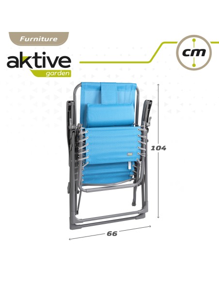 Chaise longue de jardin pliante bleue Zero Gravity avec coussin