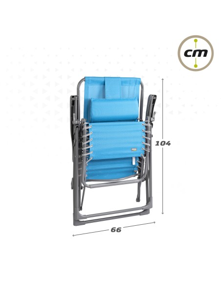 Chaise longue de jardin pliante bleue Zero Gravity avec coussin