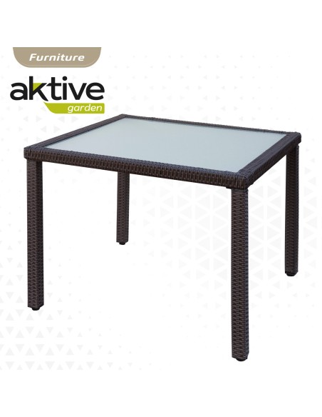 Conjunto mesa grande y 4 sillas jardín ratán
