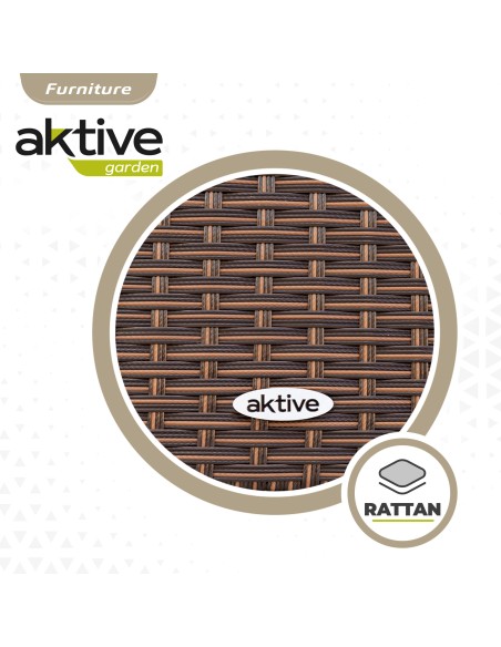Conjunto mesa grande y 4 sillas jardín ratán