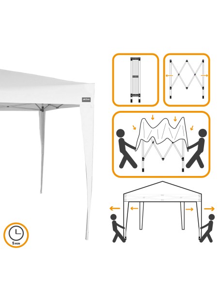 Tonnelle pliable et réglable en hauteur 300x300x240/250 cm blanc