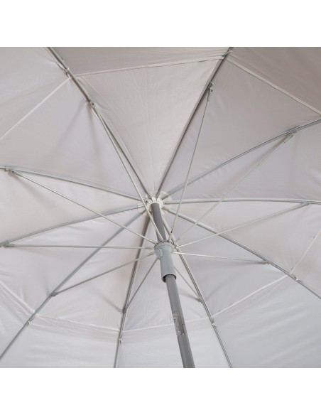 Parasol de plage, 10 baleines, 220 cm, gris, inclinable, protection UV50