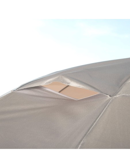 Parasol de plage, 10 baleines, 220 cm, gris, inclinable, protection UV50