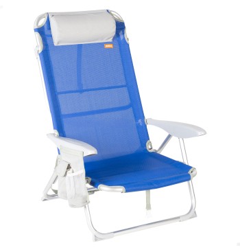 Chaise de plage pliante multipositions 50x50x88 cm bleue...