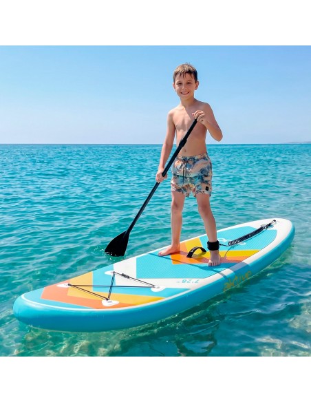 Planche de paddle gonflable junior 7,28" avec sac à dos, pompe et pagaie