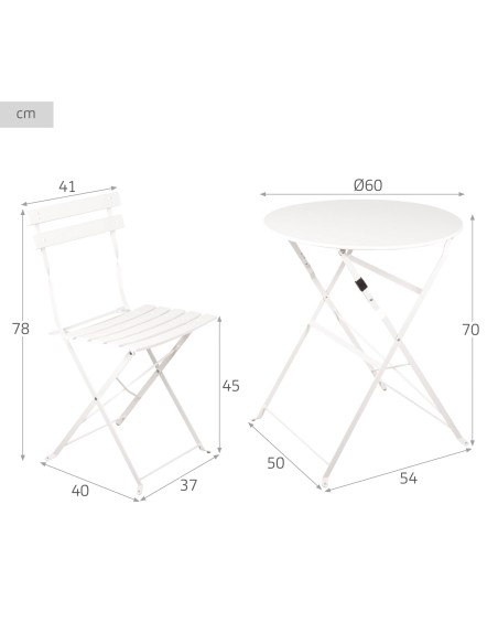 Conjunto de muebles de terraza 60x70 cm blanco