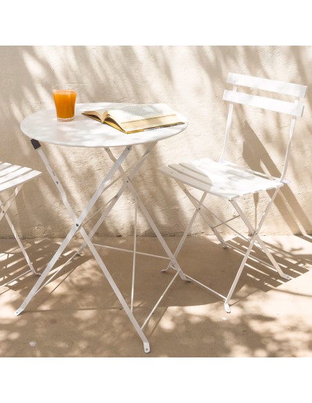 Conjunto de muebles de terraza 60x70 cm blanco