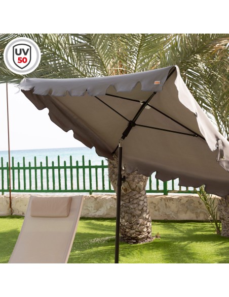 Parasol rectangulaire gris 200 x 125 cm avec protection UV50