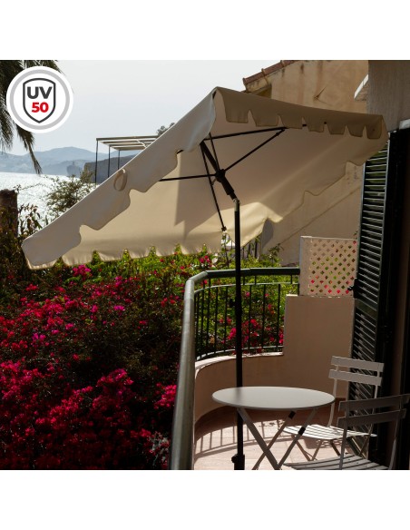 Parasol rectangulaire inclinable 200 x 125 cm couleur crème