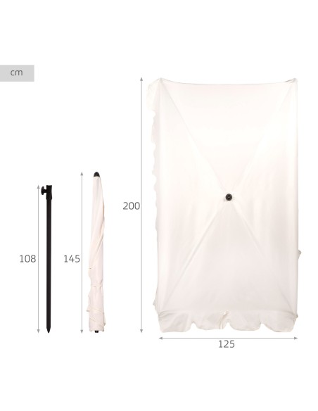 Parasol rectangulaire inclinable 200 x 125 cm couleur crème