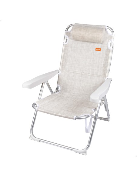 Chaise de plage multipositions 48x60x90 cm beige