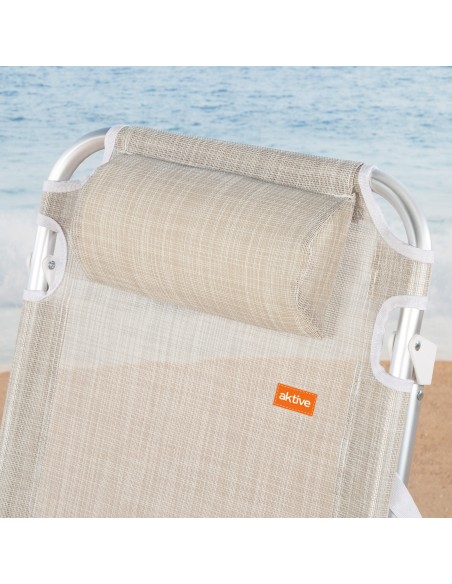 Chaise de plage multipositions 48x60x90 cm beige