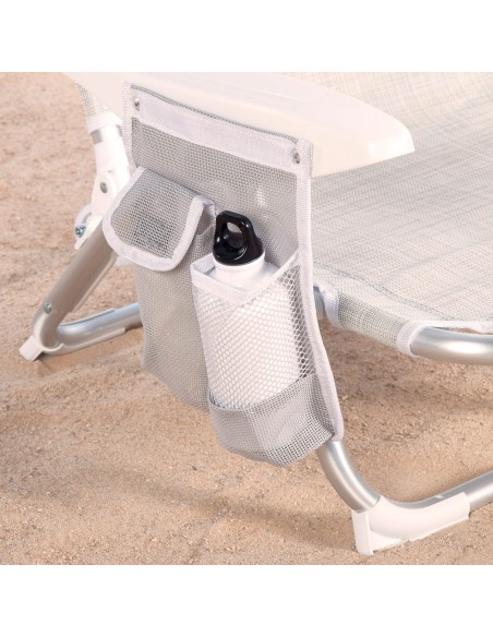 Chaise de plage basse multiposition XL 51x45x76 cm beige