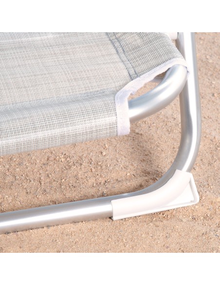 Chaise de plage basse multiposition XL 51x45x76 cm beige