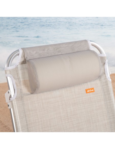 Chaise de plage basse multiposition XL 51x45x76 cm beige