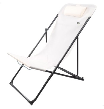 Hamac de jardin pliable multi-positions blanc avec coussin