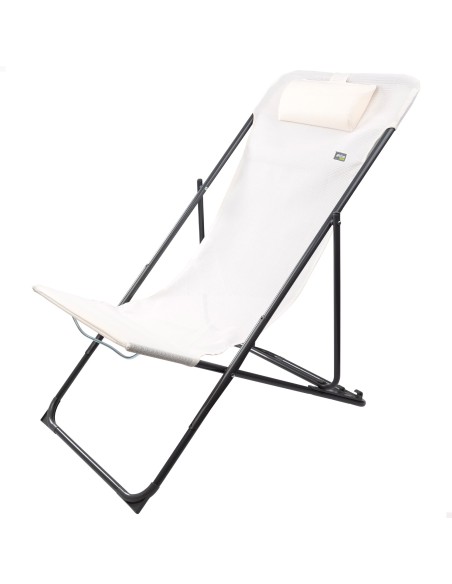 Hamac de jardin pliable multi-positions blanc avec coussin