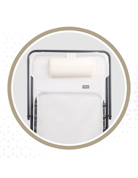 Hamac de jardin pliable multi-positions blanc avec coussin