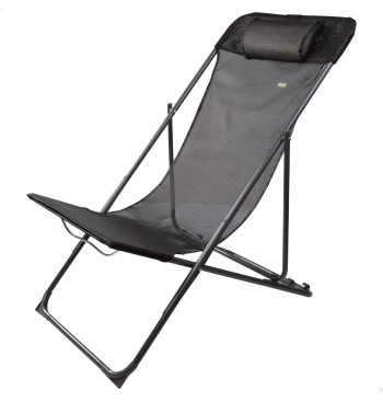 Hamac de jardin pliable multi-positions noir avec coussin