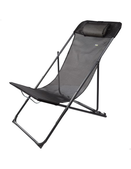 Hamac de jardin pliable multi-positions noir avec coussin