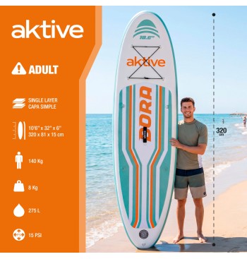 Planche de paddle gonflable pour débutants 10,6'' vert d'eau 2
