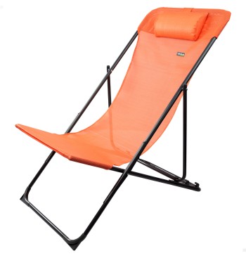 Hamac de jardin pliable multipositions orange avec coussin