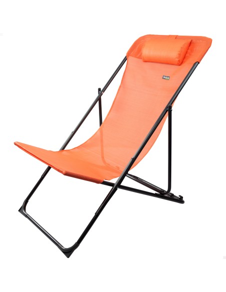 Hamac de jardin pliable multipositions orange avec coussin