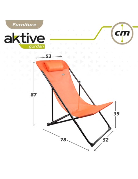 Hamac de jardin pliable multipositions orange avec coussin