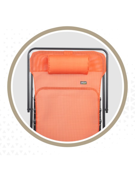 Hamac de jardin pliable multipositions orange avec coussin