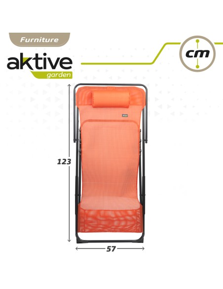 Hamac de jardin pliable multipositions orange avec coussin
