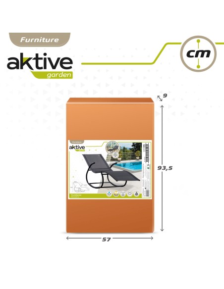 Chaise longue à bascule de jardin anthracite avec coussin