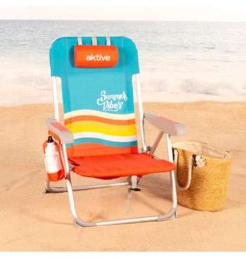 Chaise de plage multipositions 50x60x85 cm multicolore... 2