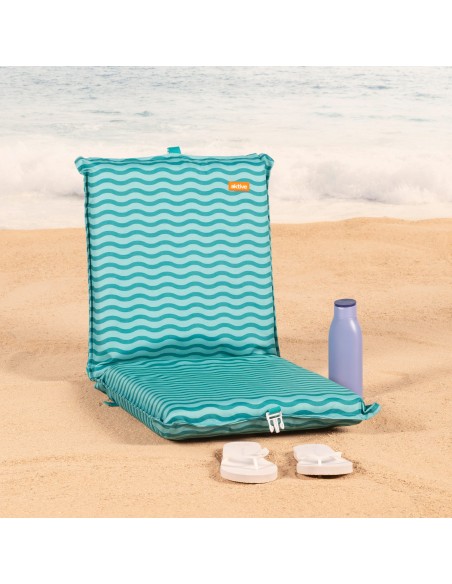 Siège de plage pliant 40x48x56 cm vagues turquoise