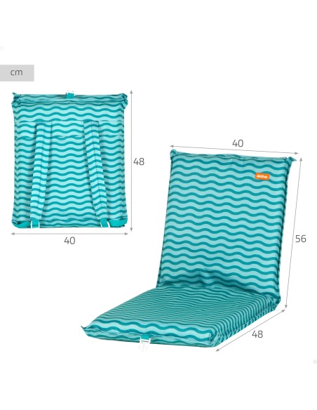 Siège de plage pliant 40x48x56 cm vagues turquoise