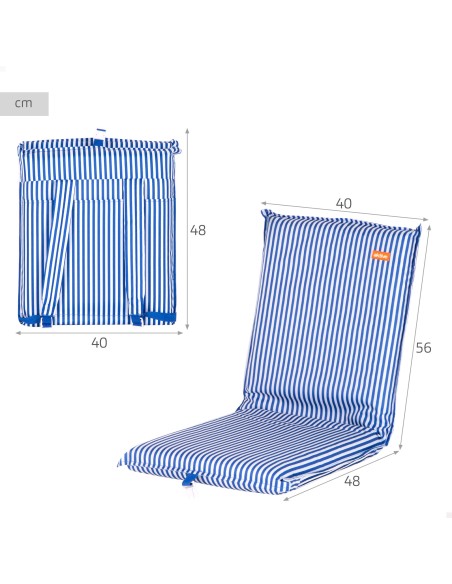 Siège de plage pliant 40x48x56 cm rayures nautiques