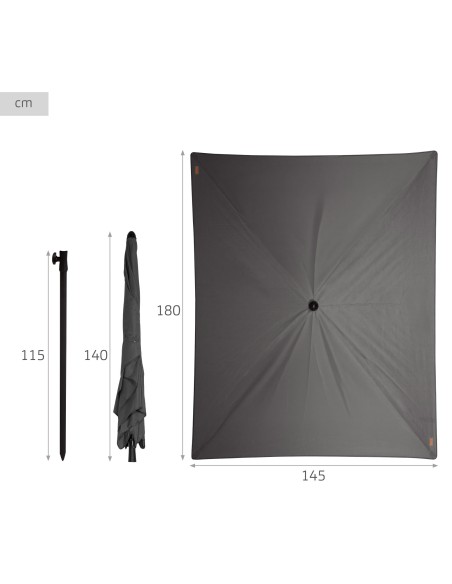 Parasol rectangulaire 180x145 cm gris