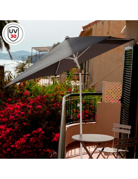 Parasol rectangulaire 180x120 cm pour usage extérieur, gris