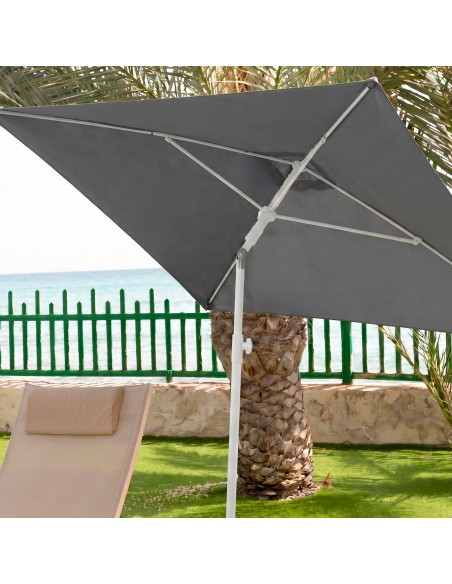 Parasol rectangulaire 180x120 cm pour usage extérieur, gris