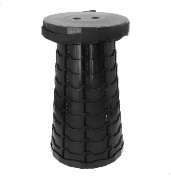 Taburete plegable negro 25x25x44 cm con asa y cinta