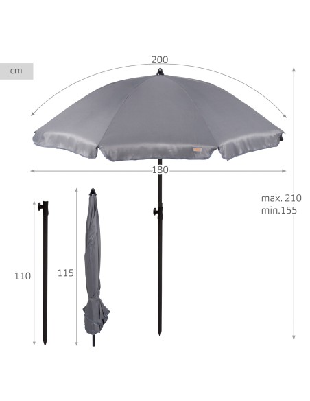 Parasol de plage 200 cm gris foncé