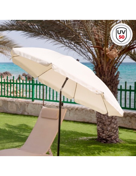 Parasol de plage 200 cm blanc crème