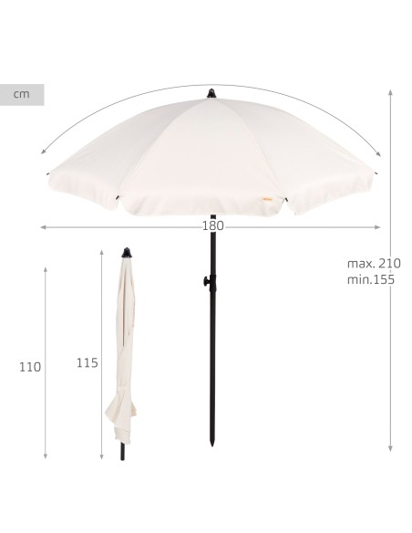 Parasol de plage 200 cm blanc crème