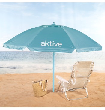 Parasol de plage de 220 cm avec housse bleue 2