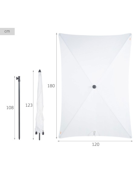 Parasol rectangulaire d'extérieur UV30 180x120 cm